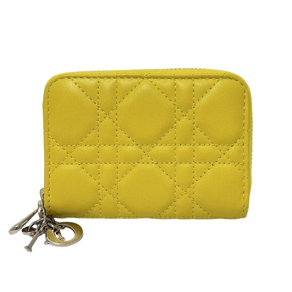 DIOR/ChristianDior Lady Dior Yellow Leather - Coin Case 585-072625 - Picture 1 of 4